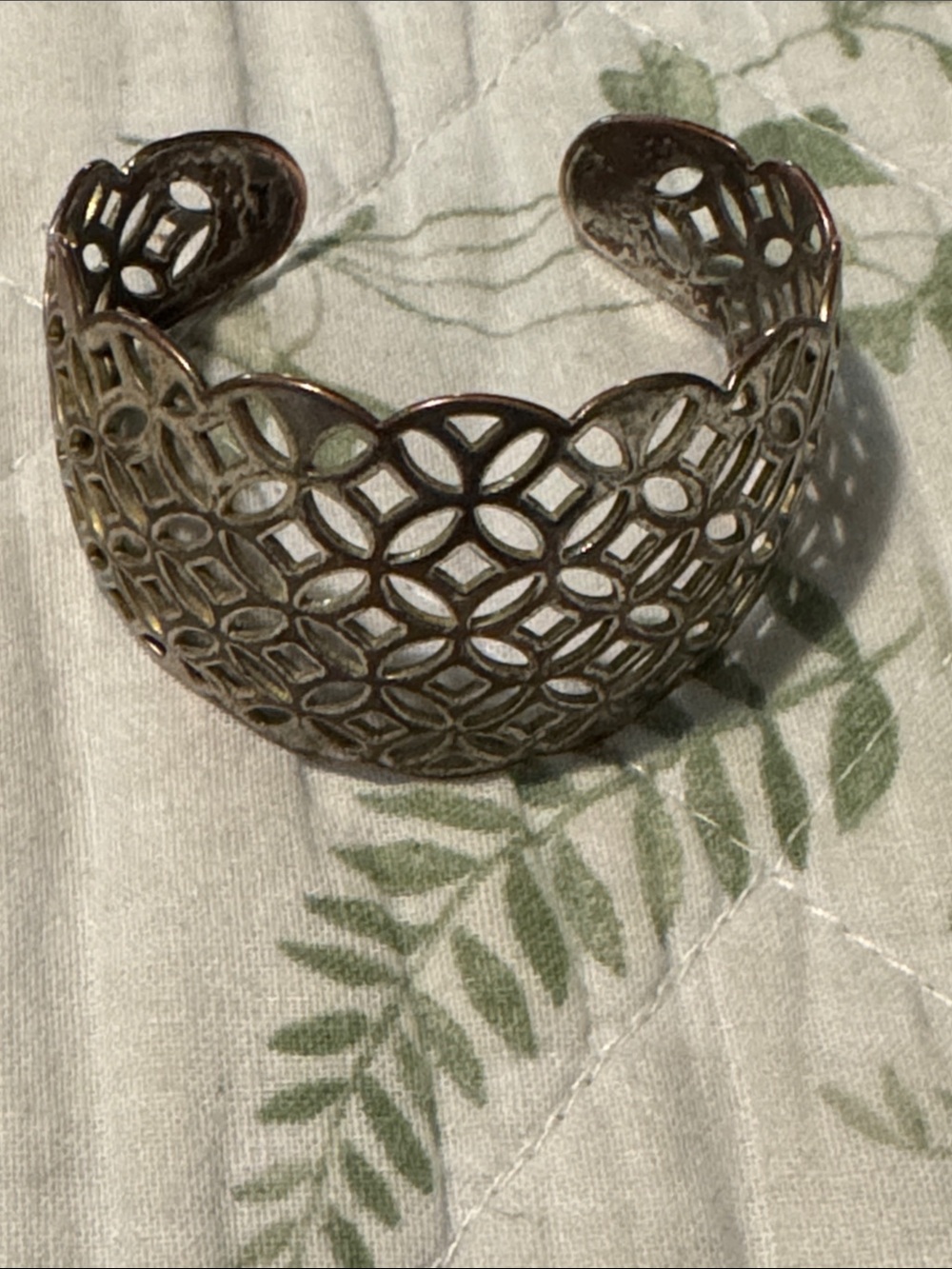 Fossil Bracelet Open Filigree Design Adjustable Cuff